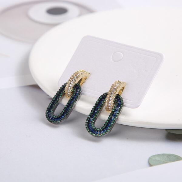Wholesale  fashion simple gorgeous romantic inlaid zircon Rhine blue oval earrings for women Valentine's Day gift