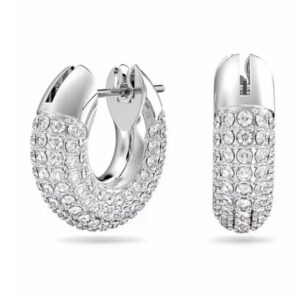 White gold round tube earrings