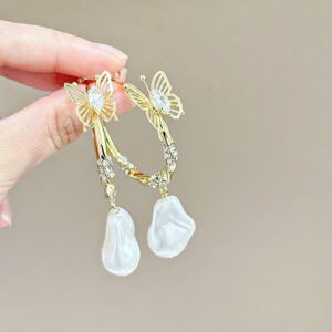 Gold butterfly earrings