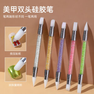 oly-3e0872eb777217105bb0d1a979072040 Wholesale Double-headed nail silicone pen sticker pressing stick multifunctional magic mirror powder smear carved glue nail tools