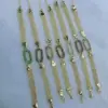 Wholesale Oval Electroplated Copper Bracelet For Women With 18K Real Gold Water Plating And Zircon Inlay, Featuring Round Bead Woven Chain