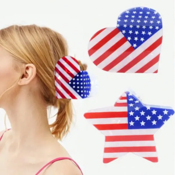 oly-3e27df598660777852ae2bc9a5e8f55e Wholesale Retro Classic Style Women's American Flag Acrylic Hair Claws