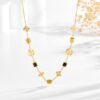 Wholesale Titanium steel 18k real gold electroplated bracelet, colorfast four-leaf clover necklace