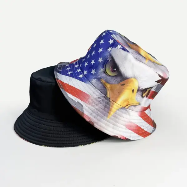 Wholesale Men's Casual Eagle Bucket Hat With Short Brim, Featuring UV Protection, Made Of Polyester With Printing Design
