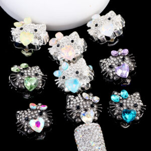 Wholesale Heavy industry cute cartoon cat drill ball straight hole beads DIY mobile phone chain key chain bag chain accessories