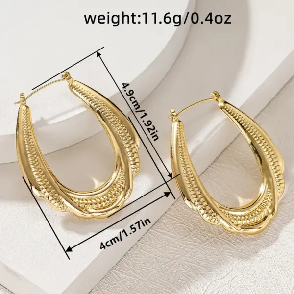 Wholesale Three-dimensional Geometric Earrings For Women In Copper With KC Golden Water Plating And 0.03µm Thickness