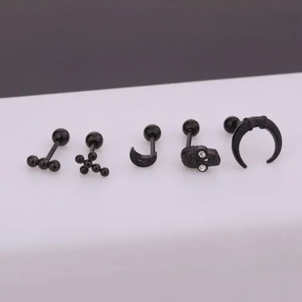oly-3e517115ded732e8989054b0a06247df Wholesale Ear Cartilage Rings & Studs Moon 316L Stainless Steel Waterproof Non Tarnish Surgical Steel Vacuum Plating