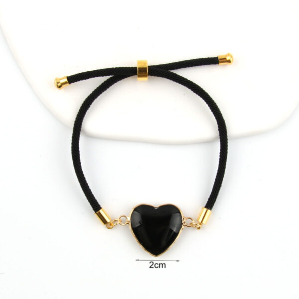 Wholesale Natural Stone Amethyst Heart-shaped Edge Bracelet for Men and Women Couple Adjustable Love Bracelet