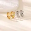 Wholesale 304 Stainless Steel Geometric PVD Coated Zircon Real Gold Plated Modern Style Classic Style Waterproof Non Tarnish Hoop Earrings
