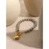 Wholesale PVD Coated Real Gold Plated 18K Gold Heart Shape 304 Stainless Steel Simple Style Classic Style Waterproof Non Tarnish 304 Stainless Steel Bracelets