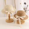 Wholesale Baby Girl Sun Hat Kidsren's Straw Hat Princess Beach Lace Bow Foldableing Sun Protection Sun Hat for Beach Outings