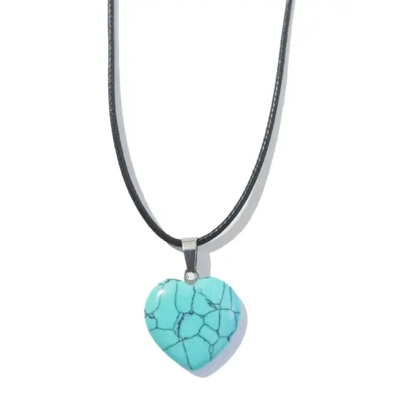 Wholesale Simple Style Heart Shape Natural Stone Polishing Pendant Necklace 1 Piece