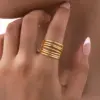 Wholesale PVD Coated Real Gold Plated 18K Gold Geometric 201 Stainless Steel Vintage Style Simple Style Classic Style Waterproof Non Tarnish Rings