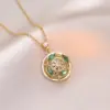 Wholesale 18K Real Gold Plated 304 Stainless Steel PVD Coated Pearl Zircon Flower Inlay Cable Chain Pendant Necklace