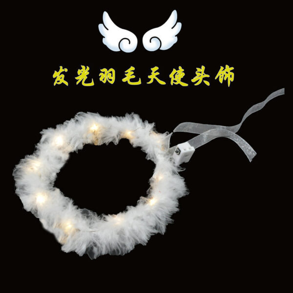 Wholesale Angel Feather Luminous Headband Children's Feather Headband Cute Super Cute Headwear Selfie Performance Headwear