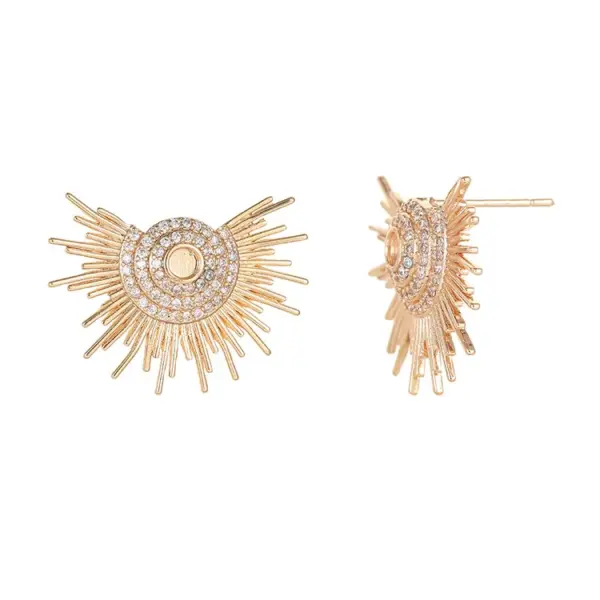Wholesale Geometric Stud Earrings For Women With 925 Sterling Silver Posts, Copper Base, Electroplated Gold Plating, And Zircon Inlay