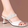 oly-3eccee02511ca5b0a559afec740a4d43 Wholesale Rhinestone Slippers Elegant Mid-high Heel Women's Outwear Sandals Women's Shoes Summer Thick Heel Fashionable Sandals All-match Slippers