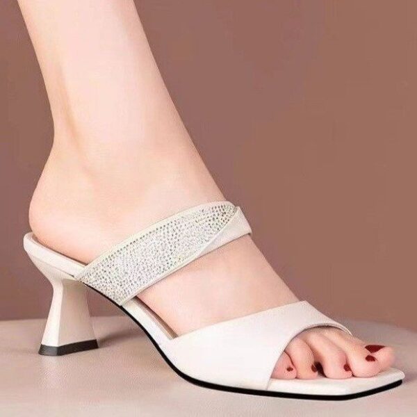 oly-3eccee02511ca5b0a559afec740a4d43 Wholesale Rhinestone Slippers Elegant Mid-high Heel Women's Outwear Sandals Women's Shoes Summer Thick Heel Fashionable Sandals All-match Slippers