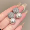 Wholesale 1 Pair Elegant Geometric Plating Inlay Alloy Artificial Pearls Rhinestones Ear Studs