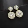 Wholesale 1 Pair Modern Style Round Plating Inlay Copper Zircon 18K Gold Plated White Gold Plated Drop Earrings