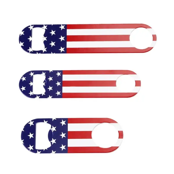 Wholesale American Flag Beer Bottle Opener All Steel Material UV Color Printing Bottle Opener Wine Bottle Opener Retro Grid