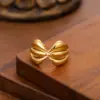 Wholesale Vintage Style Bow Tie Open Ring For Women In 304 Stainless Steel With Electroplated Gold Plating