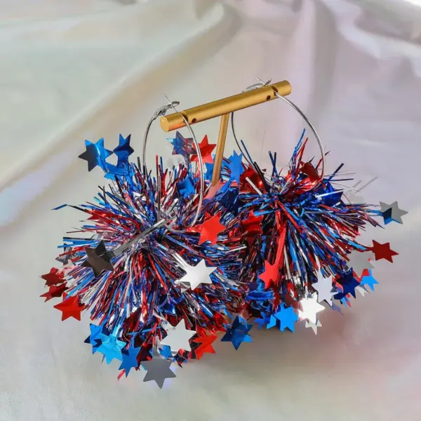 Wholesale Star-shaped Hoop Earrings For Women Metal Material Minimalist American National Day Celebration Jewelry Accessories