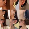 Wholesale Valentine's Day earrings light luxury all-match love heart earrings drop oil Diamond-Embedded Multi-style Valentine's Day earrings