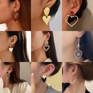 Wholesale Valentine's Day earrings light luxury all-match love heart earrings drop oil Diamond-Embedded Multi-style Valentine's Day earrings