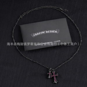 Black gold pink diamond necklace