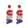 oly-3f0927f865d6e4e0490d0081a12b186e Wholesale New Jewelry American Independence Day Bead Earrings Women's Style Letter Alphabet Alloy Personality Hoops