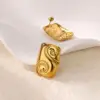 Wholesale 3pcs/set Swirl Style Jewelry Set 18K Gold Plated Stainless Steel Bracelet Ring Earrings Geometric Pattern Swirl Thread Style Jewelry Set Unisex Accessories Christmas Gift Choice