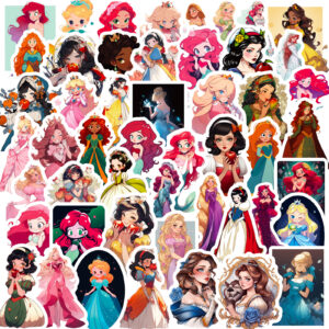 Wholesale Selling 50 colorful cartoon princess stickers European and American children's cartoon baby girl kindergarten reward princess collection