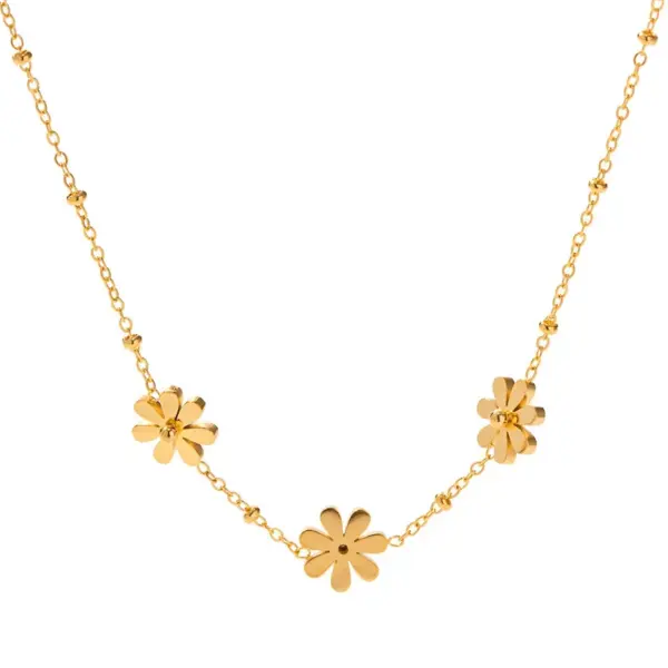 oly-3f17cc10fa7d6ec623eed9768a2a81c8 Wholesale PVD Coated Real Gold Plated Scallop Daisy 304 Stainless Steel Elegant Simple Style Waterproof Non Tarnish Plating 304 Stainless Steel Pendant Necklace