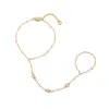 Wholesale Fashionable Titanium Steel 18K Gold Plated Bracelet With Diamond Small Round Piece Color Retention Women Stainless Steel Finger Clip Bead Finger Chain Vacuum Electroplating 18K Gold Retention
