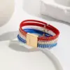 oly-3f1accf9f19f69b5de647a1488be8515 Wholesale Ethnic Style Classic Style Circle American Flag Pu Leather Plating Women's Bangle