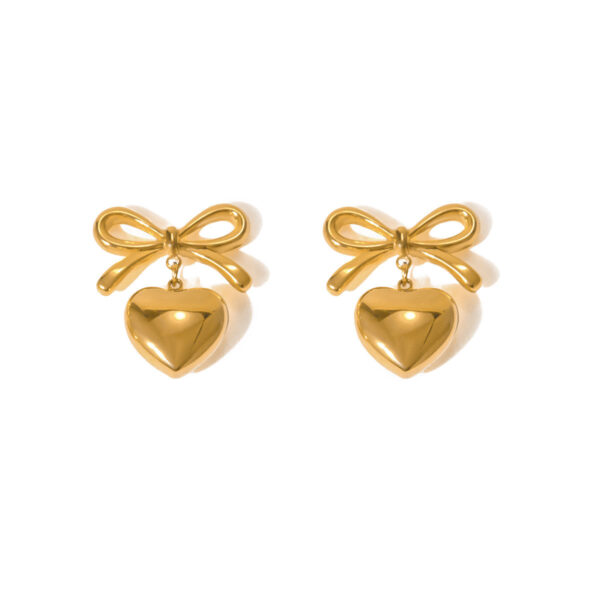 oly-3f2e66fb8a8bd8595d4e7e34ef6b523e Wholesale French Elegant Ig Style Fashion Stainless Steel Bow Love Pendant Earrings Women's Gold Plated Earrings Women's Jewelry