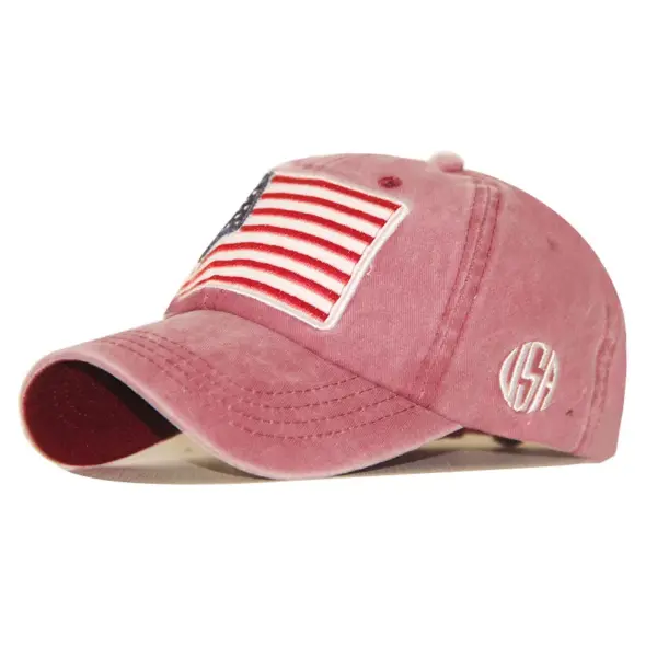 Wholesale Classic American Flag Baseball Cap Pure Cotton Washed Retro Hat Unisex Winter Flat Brim Hat Suitable For Men And Women