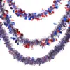 Wholesale 7th Of July Independence Day Stars Colorful Stripes Red White Blue Flocked Flower Home Garden Decoration Wide Leaf Ribbon 2m Polyester Material