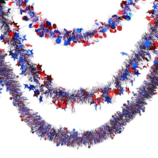 Wholesale 7th Of July Independence Day Stars Colorful Stripes Red White Blue Flocked Flower Home Garden Decoration Wide Leaf Ribbon 2m Polyester Material