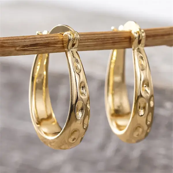 Wholesale Three-dimensional Geometric Earrings For Women In Copper With KC Golden Water Plating And 0.03µm Thickness