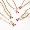 Wholesale Ion Plating (IP) 18K Gold Plated Cherry 304 Stainless Steel Classic Style Waterproof Non Tarnish 304 Stainless Steel Pendant Necklace
