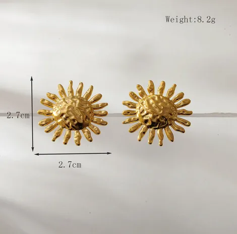 Wholesale 1 Pair Elegant Classic Style Geometric Sun 304 Stainless Steel Ear Studs