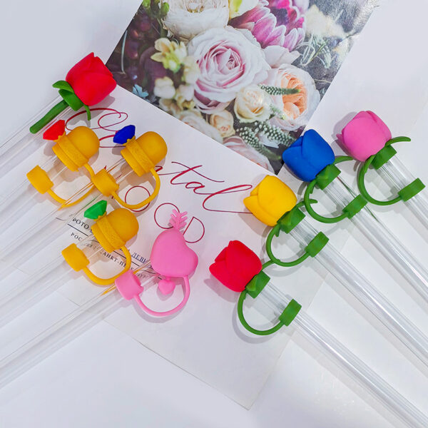 oly-3f7b451f8b517a6ed76fc5cc3755eb5a Wholesale Valentine's Day Rose Straw Dust Plug Cupid's Arrow Straw Dust Cap Food Grade Silicone Straw Cover