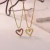 Wholesale 3D Heart Pendant Necklace For Women In 304 Stainless Steel With 18K Gold Plated PVD And Zircon Inlay, Cable Chain