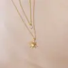 Wholesale 201 Stainless Steel 304 Stainless Steel Glass Gold Plated Casual Sweet Shiny Plating Inlay Star Zircon Layered Necklaces