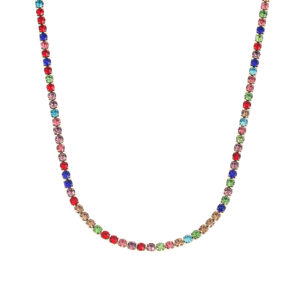 Colorful 3mm Diamond Gold Necklace