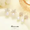Wholesale Petal Stud Earrings For Women With 925 Sterling Silver Posts, Copper Base, 14K Gold Electroplated, Baroque Pearl Inlay
