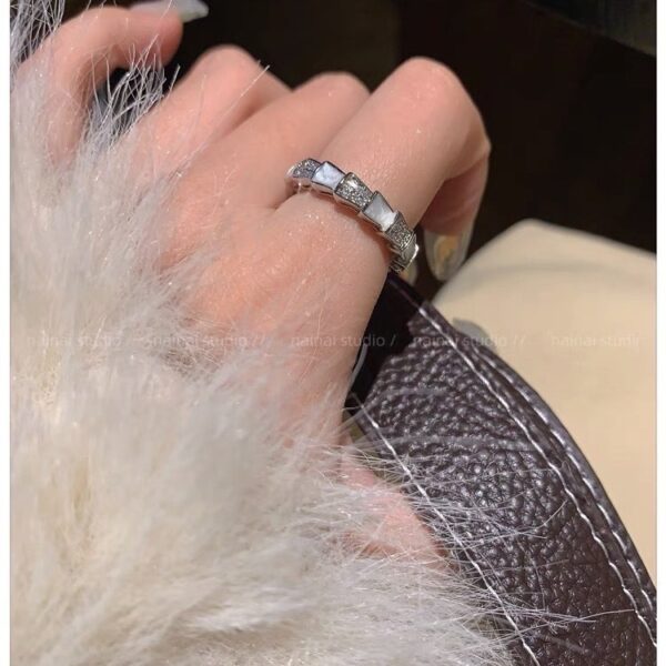 Wholesale Snake-Shaped Ring ~ Super Fairy Zircon Bling Accessible Luxury Niche Design Index Finger Ring Opening Adjustable Ring