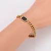 Wholesale Punk Style Black Mother Of Pearl Geometric Square Stainless Steel Bracelet All Over Stainless Steel